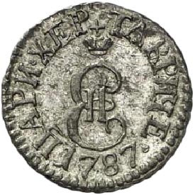 2 копейки 1787 г. ТМ. Таврические монеты (Екатерина II). 